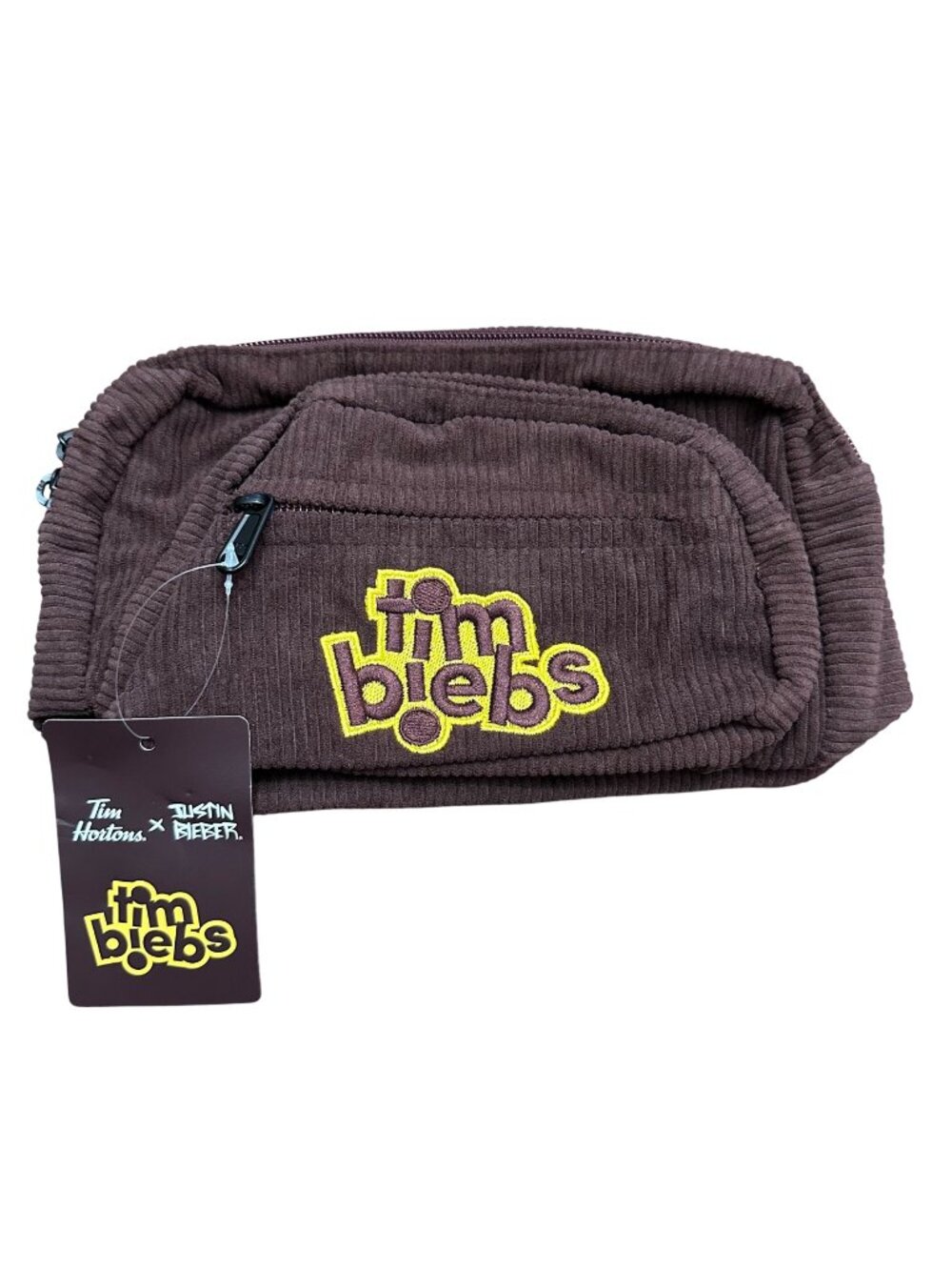 Tim Hortons Justin Bieber Tim Biebs Brown Corduroy Fanny Pack Limited Edition